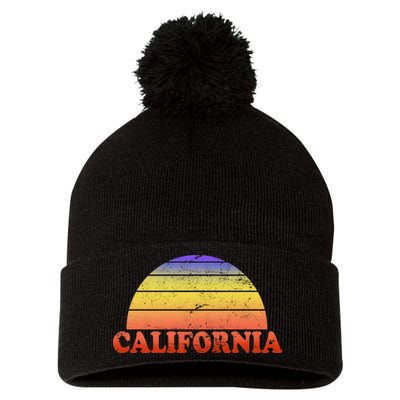 Retro California Sun Pom Pom 12in Knit Beanie