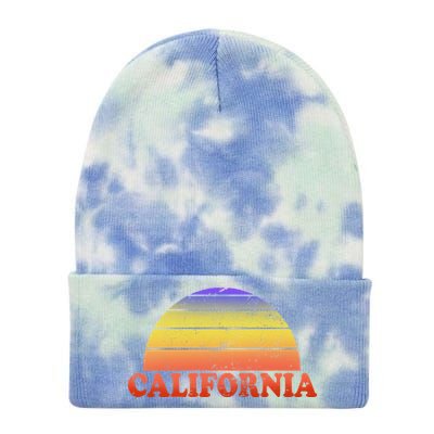 Retro California Sun Tie Dye 12in Knit Beanie