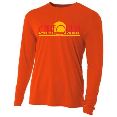 Retro California Sun Sunset Logo Cooling Performance Long Sleeve Crew