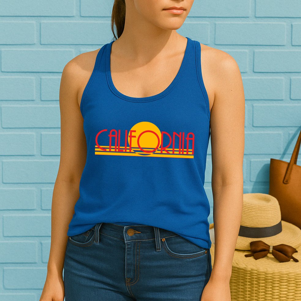 Retro California Sun Sunset Logo Womens Tank Top