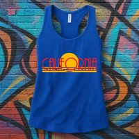 Retro California Sun Sunset Logo Womens Tank Top