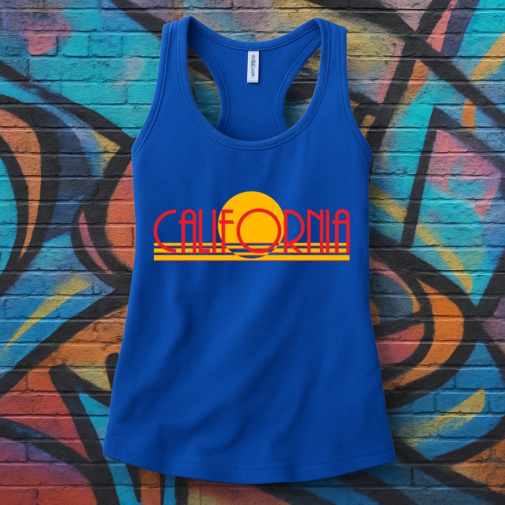 Retro California Sun Sunset Logo Womens Tank Top