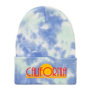 Retro California Sun Sunset Logo Tie Dye 12in Knit Beanie