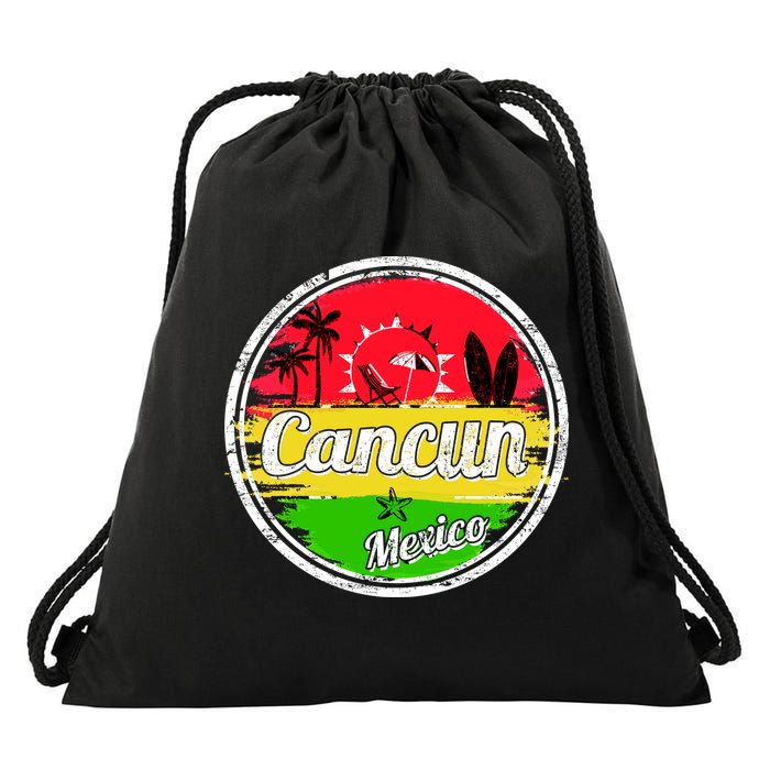 Retro Cancun Logo Drawstring Bag