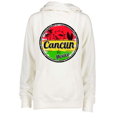 Retro Cancun Logo Womens Funnel Neck Pullover Hood