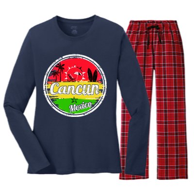 Retro Cancun Logo Women's Long Sleeve Flannel Pajama Set 