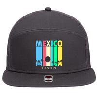 Retro Cancun Mexico 7 Panel Mesh Trucker Snapback Hat