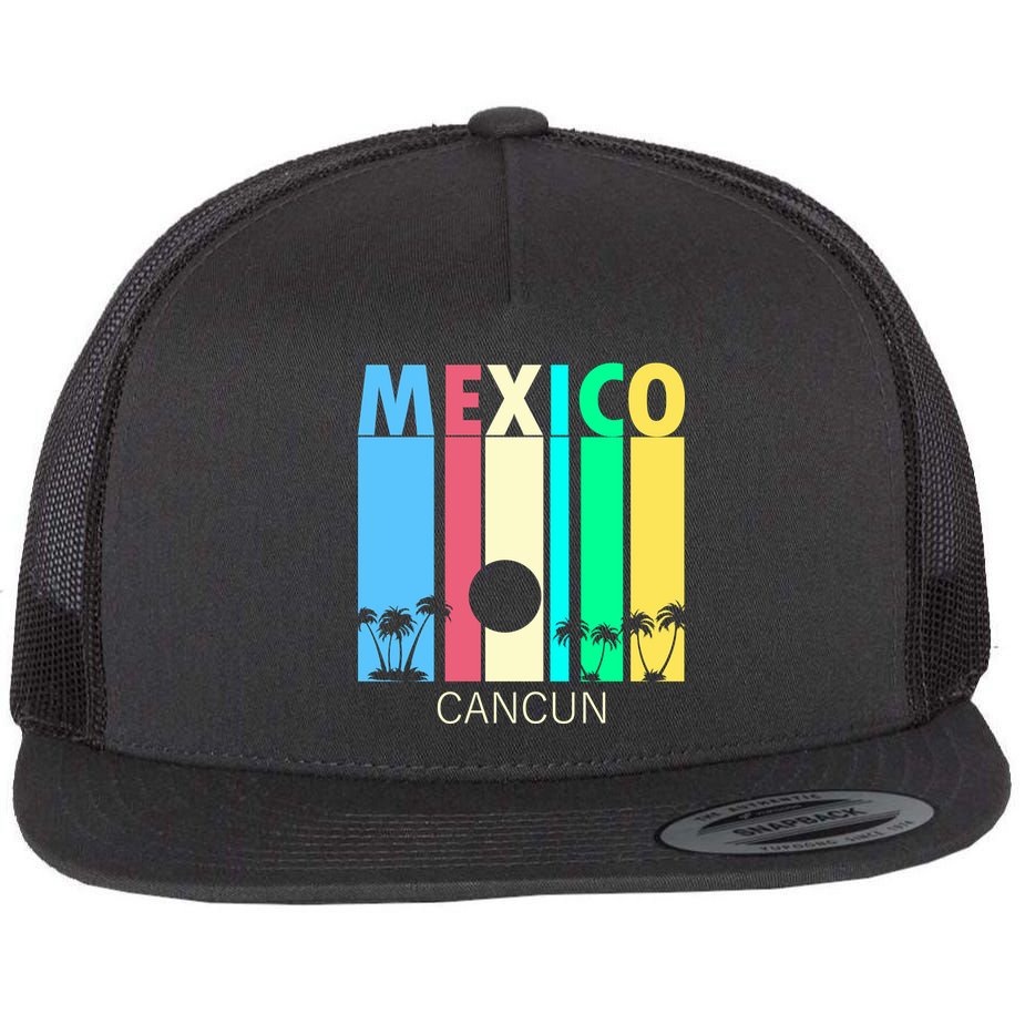 Retro Cancun Mexico Flat Bill Trucker Hat