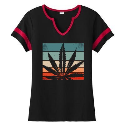 Retro Cannabis Ladies Halftime Notch Neck Tee