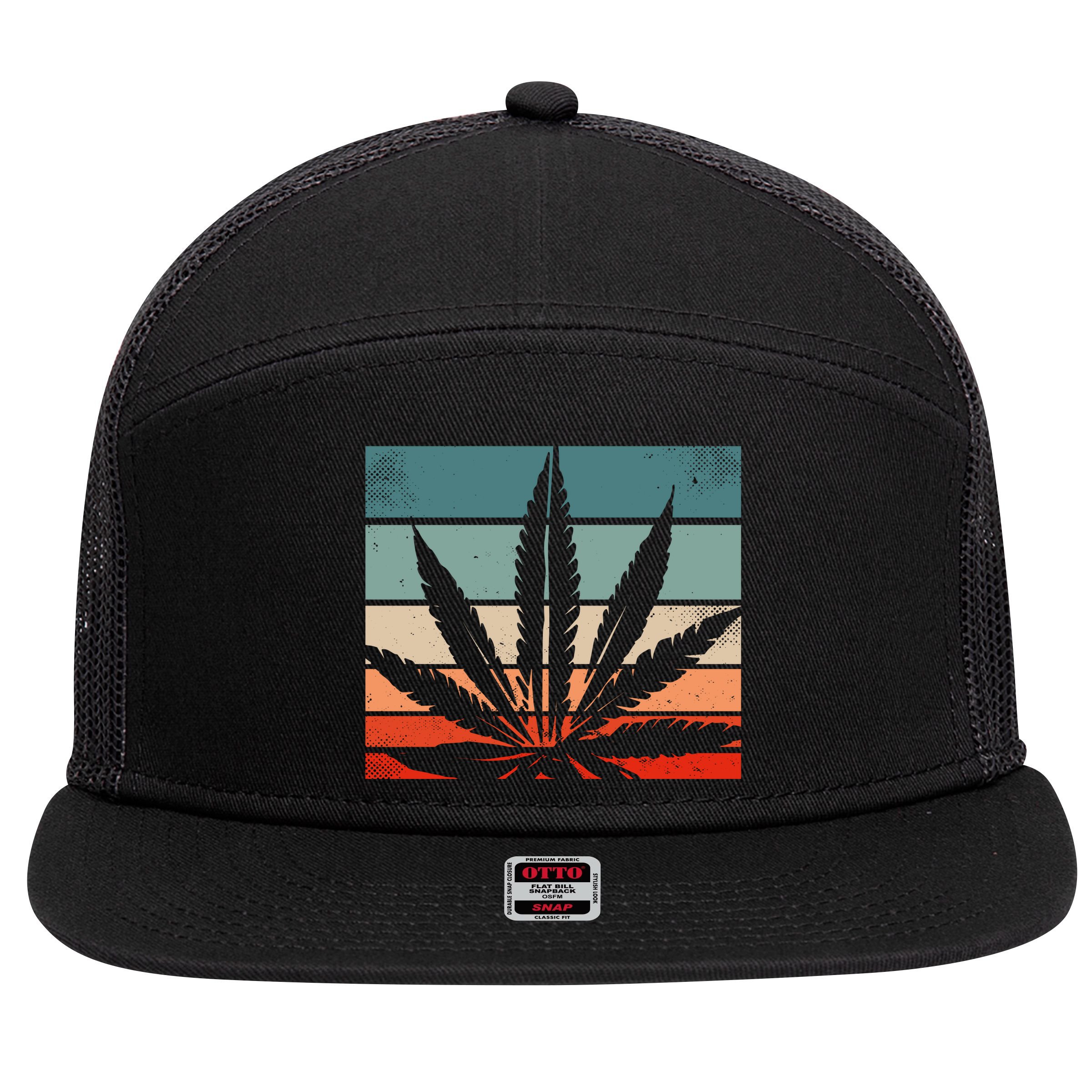 Retro Cannabis 7 Panel Mesh Trucker Snapback Hat