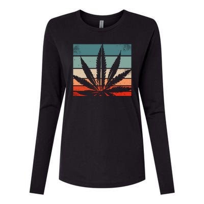 Retro Cannabis Womens Cotton Relaxed Long Sleeve T-Shirt