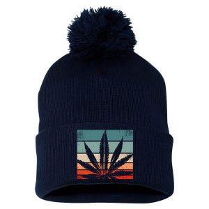 Retro Cannabis Pom Pom 12in Knit Beanie