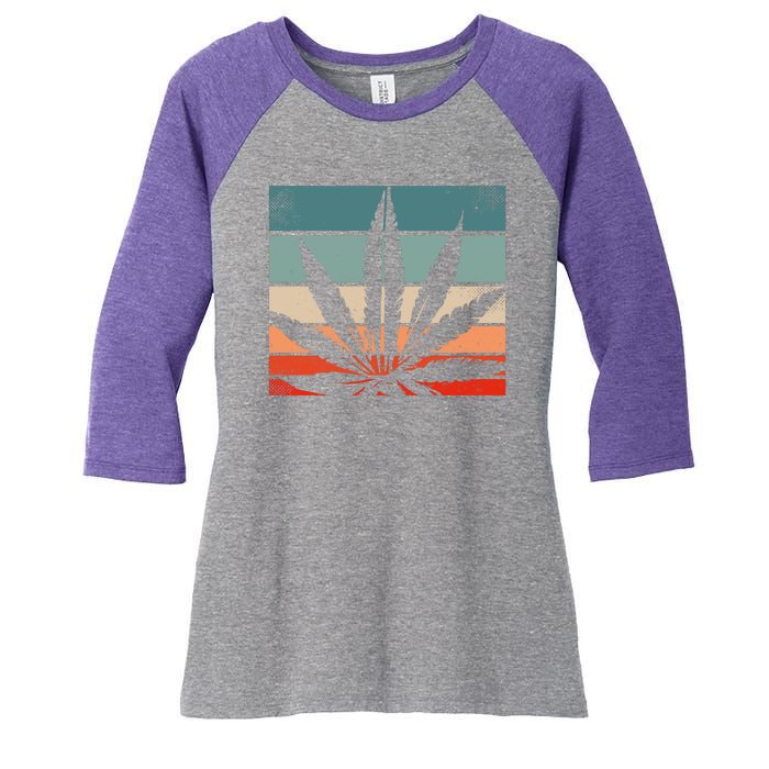 Retro Cannabis Women's Tri-Blend 3/4-Sleeve Raglan Shirt