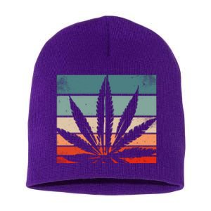 Retro Cannabis Short Acrylic Beanie