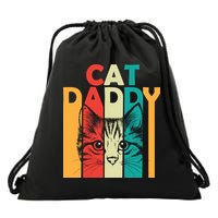 Retro Cat Daddy Drawstring Bag