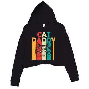 Retro Cat Daddy Crop Fleece Hoodie