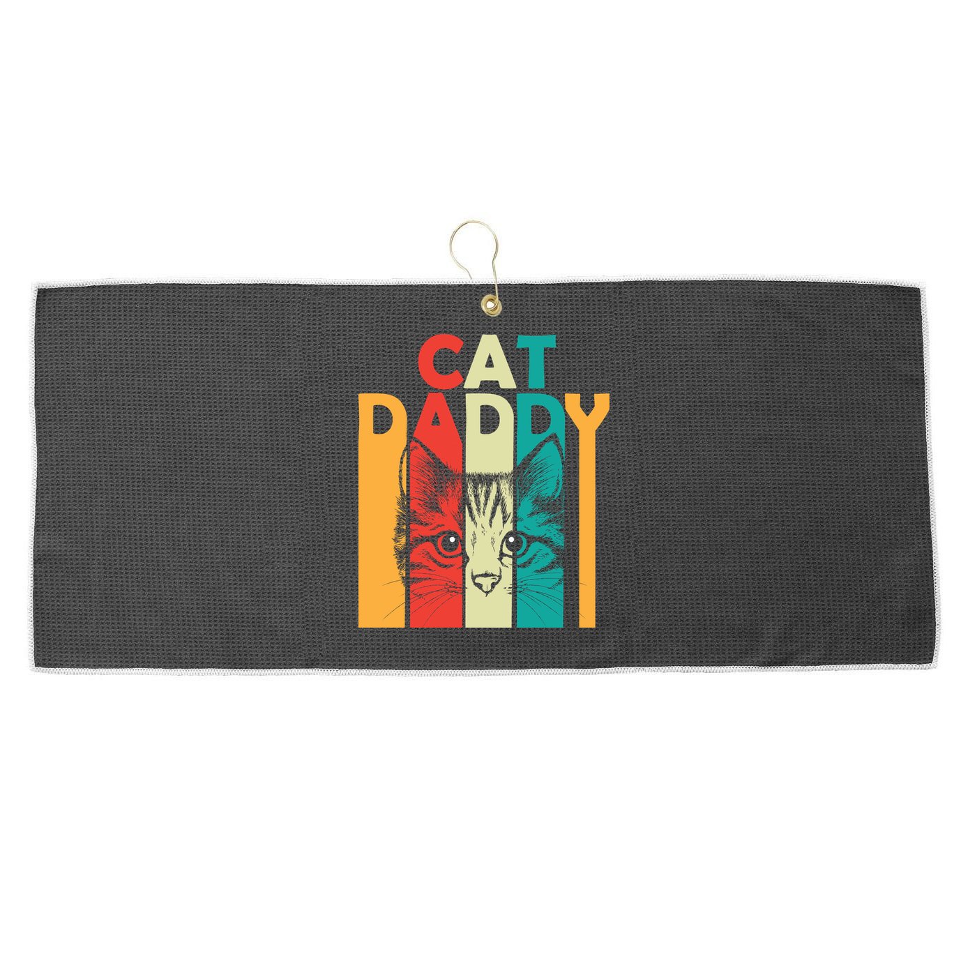 Retro Cat Daddy Large Microfiber Waffle Golf Towel