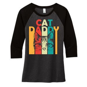 Retro Cat Daddy Women's Tri-Blend 3/4-Sleeve Raglan Shirt