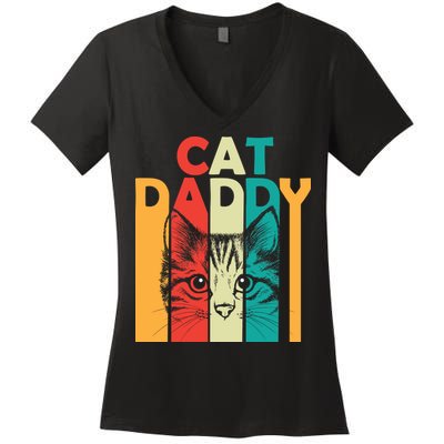 Retro Cat Daddy Women's V-Neck T-Shirt