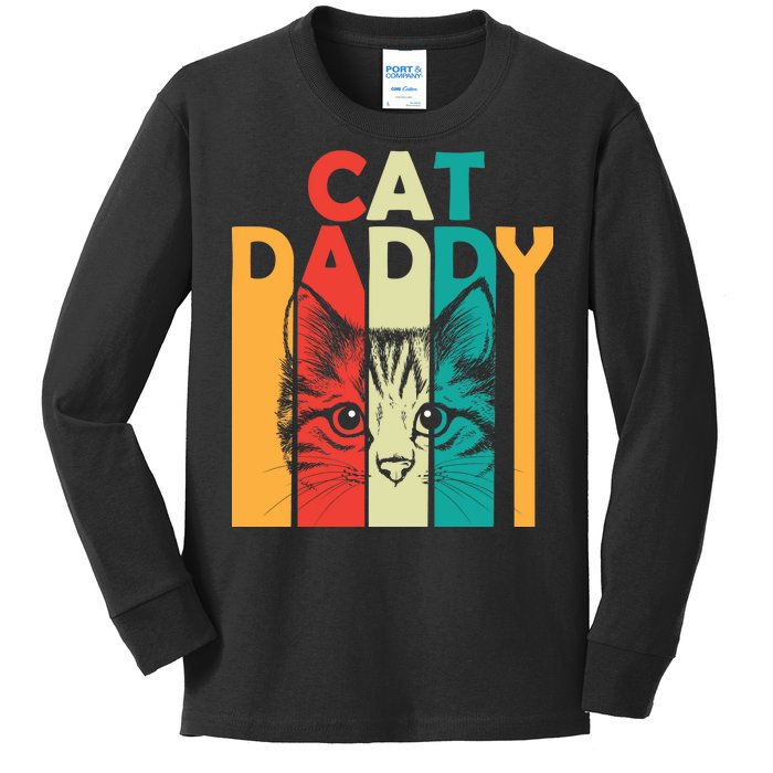 Retro Cat Daddy Kids Long Sleeve Shirt