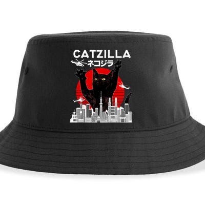 Retro Catzilla Attack Sustainable Bucket Hat