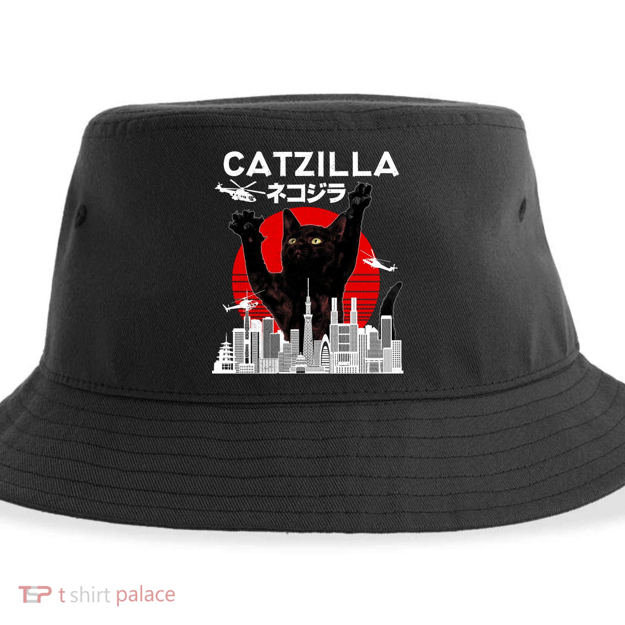 Retro Catzilla Attack Sustainable Bucket Hat