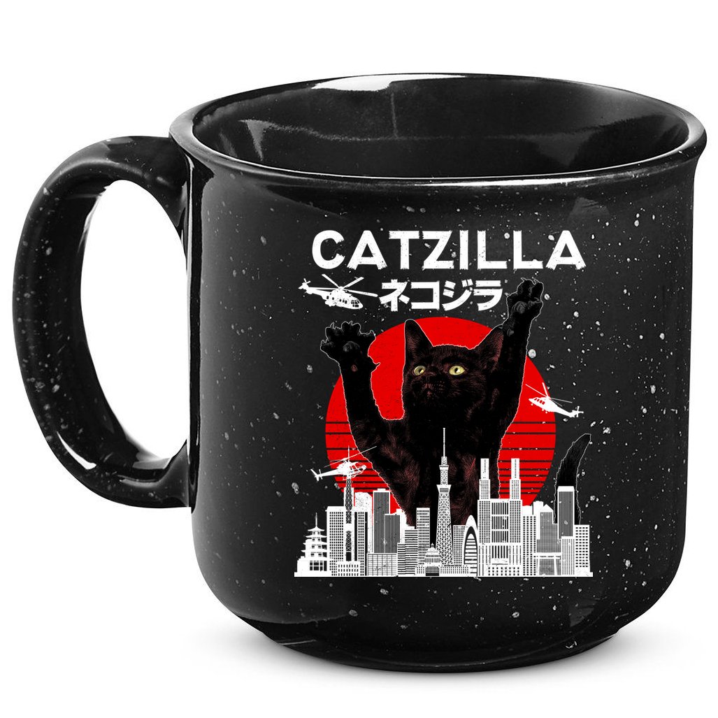 Retro Catzilla Attack 15oz Campfire Ceramic Mug