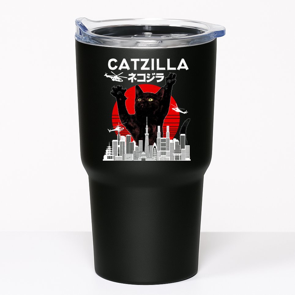Retro Catzilla Attack Tumbler