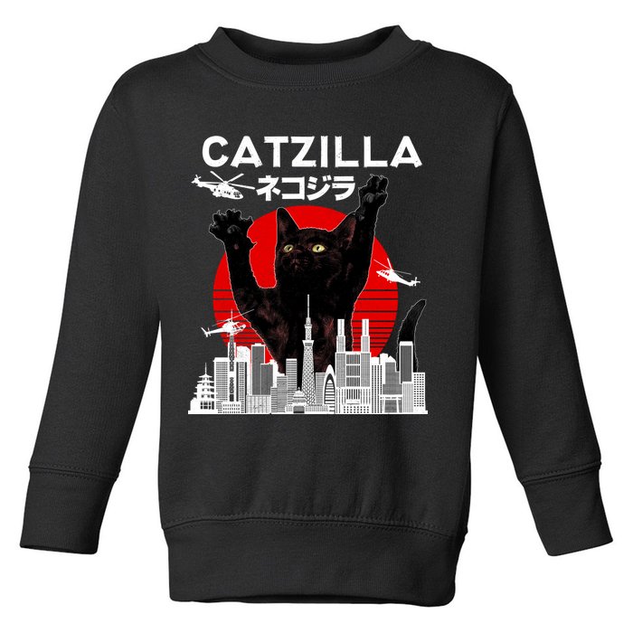 Retro Catzilla Attack Toddler Sweatshirt