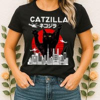Retro Catzilla Attack Womens T-Shirt