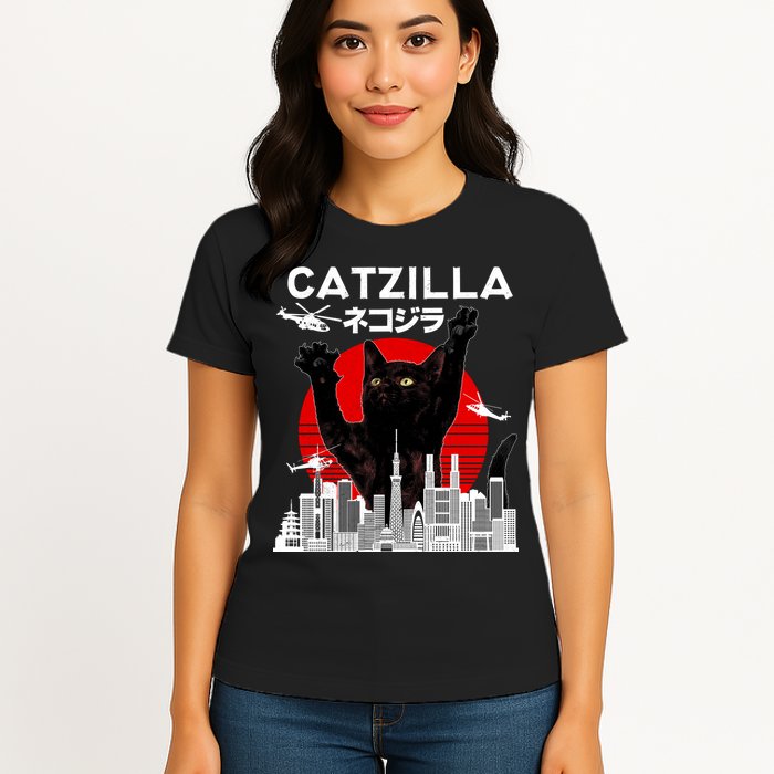Retro Catzilla Attack Womens T-Shirt