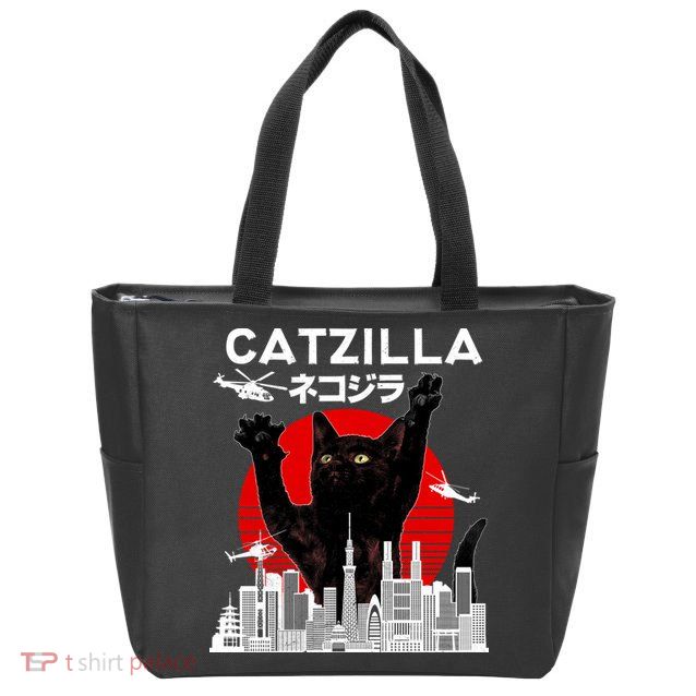 Retro Catzilla Attack Zip Tote Bag