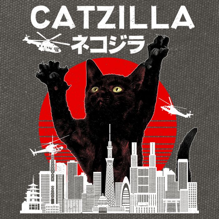 Retro Catzilla Attack Cotton Canvas Backpack