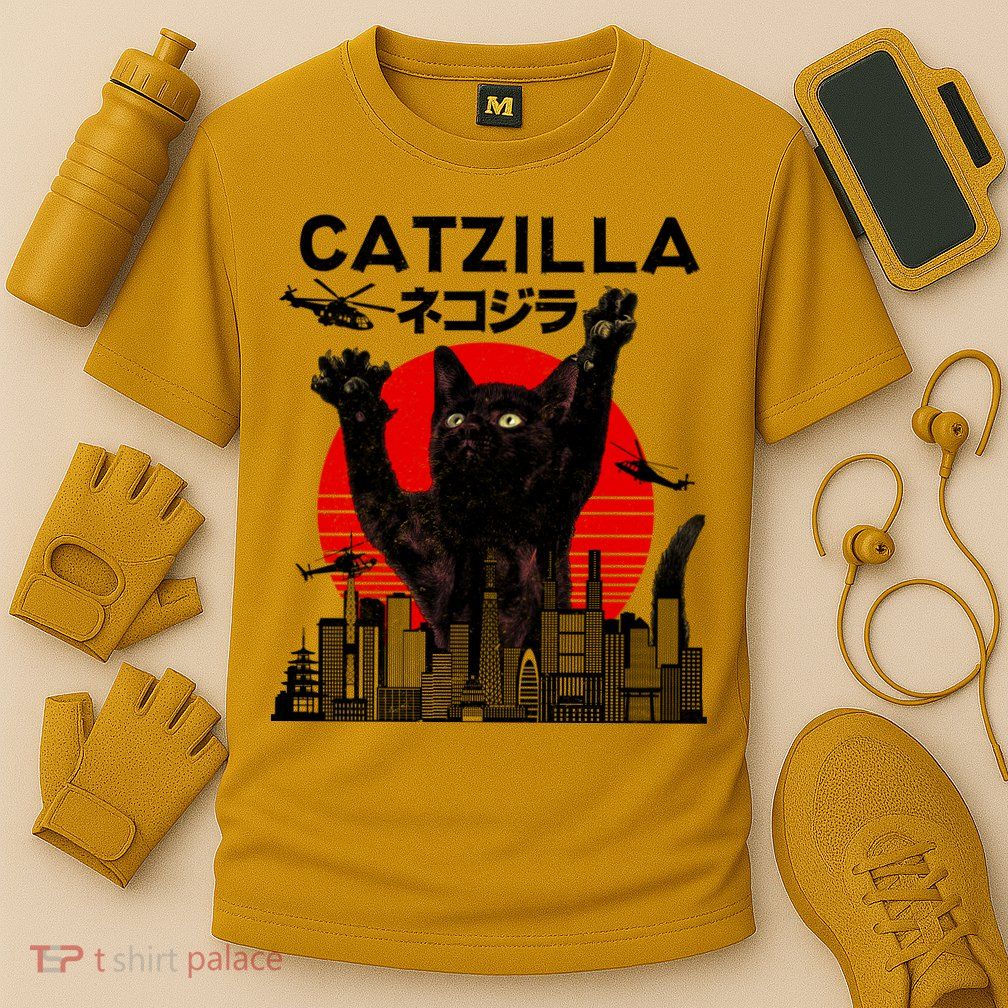 Retro Catzilla Attack Cooling Performance Crew T-Shirt