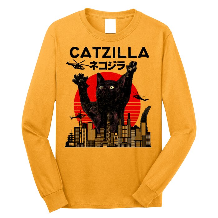 Retro Catzilla Attack Long Sleeve Shirt