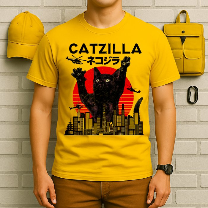 Retro Catzilla Attack T-Shirt