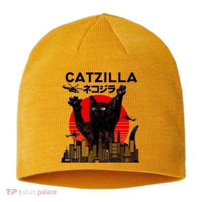 Retro Catzilla Attack Sustainable Beanie