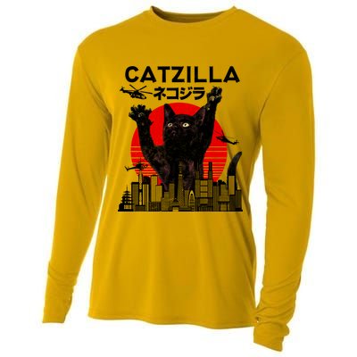Retro Catzilla Attack Cooling Performance Long Sleeve Crew