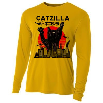 Retro Catzilla Attack Cooling Performance Long Sleeve Crew