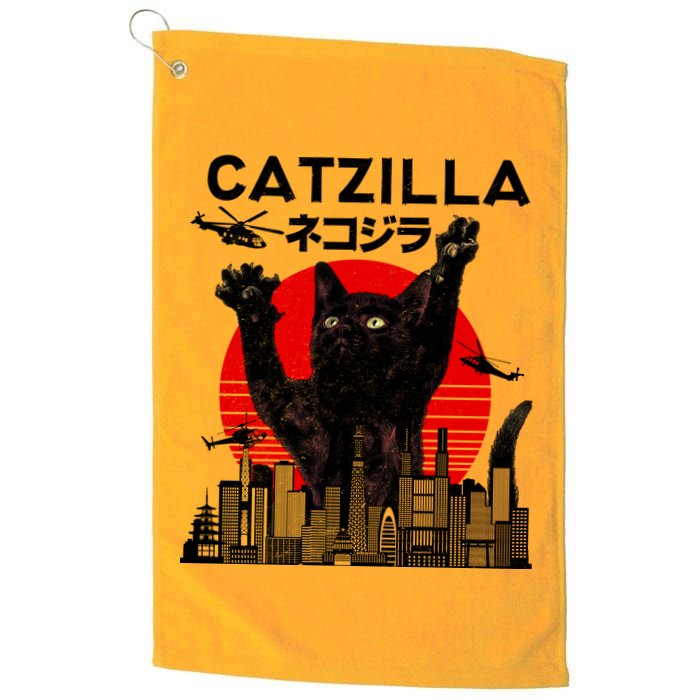 Retro Catzilla Attack Golf Towel