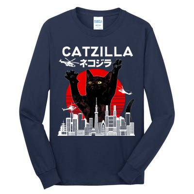 Retro Catzilla Attack Tall Long Sleeve T-Shirt