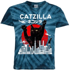 Retro Catzilla Attack Kids Tie-Dye T-Shirt