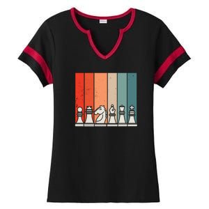 Retro Chess Ladies Halftime Notch Neck Tee