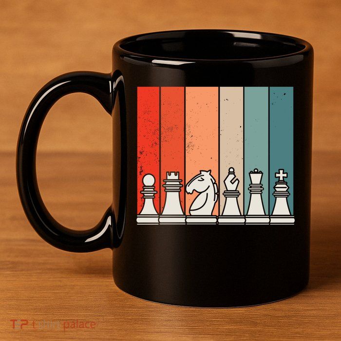 Retro Chess 11oz C Handle Ceramic Mug