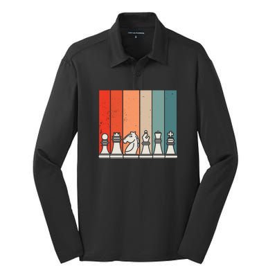 Retro Chess Silk Touch Performance Long Sleeve Polo