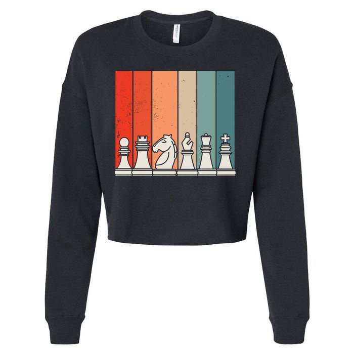 Retro Chess Cropped Pullover Crew