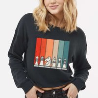 Retro Chess Cropped Pullover Crew