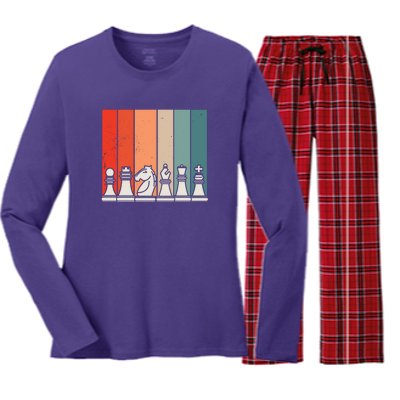 Retro Chess Women's Long Sleeve Flannel Pajama Set 