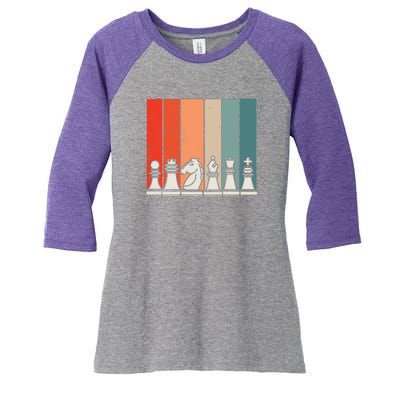 Retro Chess Women's Tri-Blend 3/4-Sleeve Raglan Shirt