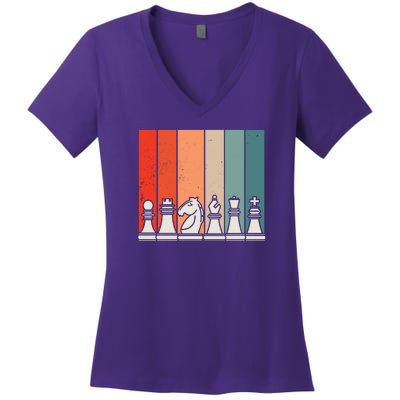 Retro Chess Women's V-Neck T-Shirt